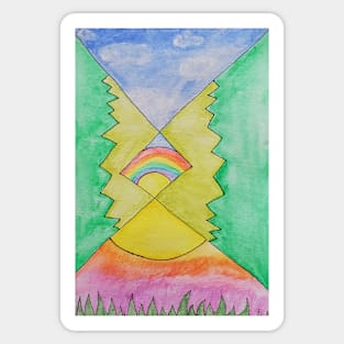 Abstract Mountain Sunset Sticker